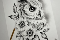 Owl with flowers
