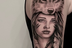 Wolf  and Girl Tattoo by Zindy Ink