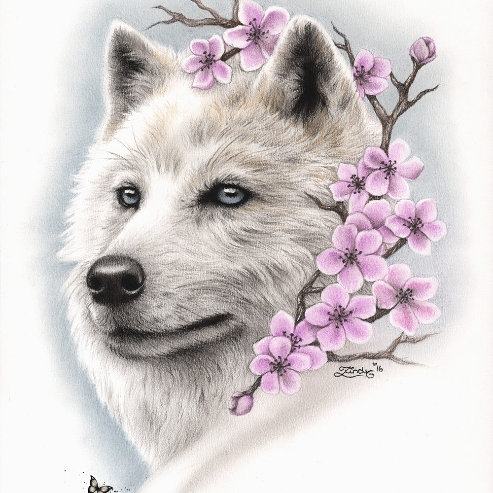 Волчица с цветами